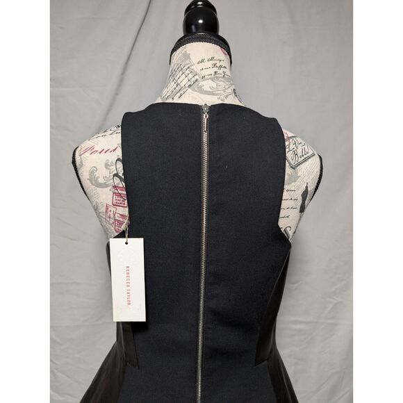 Rebecca Taylor Black Sleeveless Real Lamb Leather Peplum Zip Top New Women's 6 - Picture 6 of 9